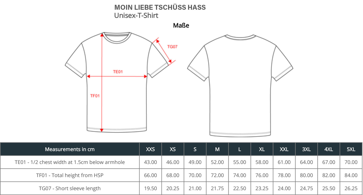 MOIN LIEBE TSCHÜSS HASS -T-SHIRT